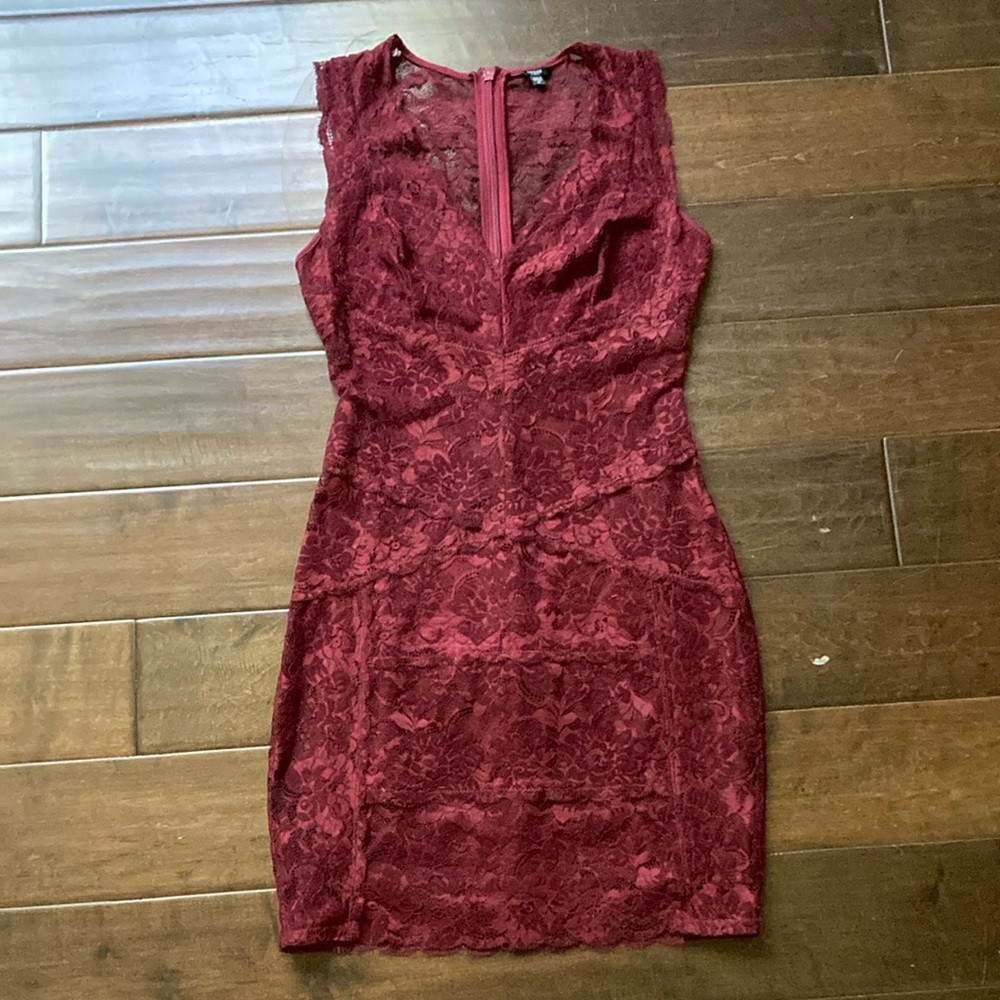Guess Burgundy Lace Dress
